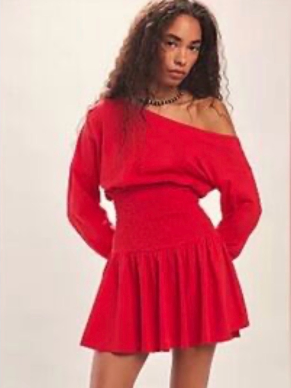 Free People Red Off-Shoulder Mini Dress